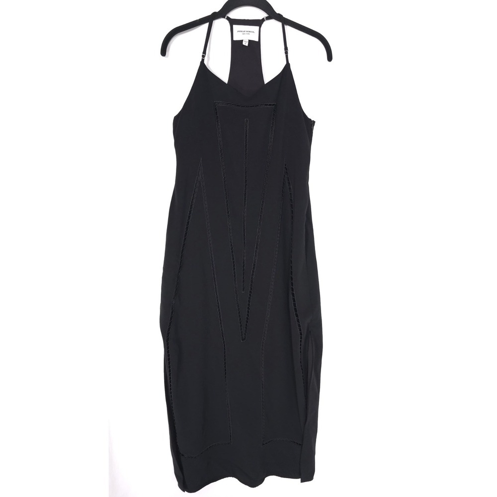 PUBLIC SCHOOL NY Women's Midi Dress Black 0 Cutout Racerback‎ Urban